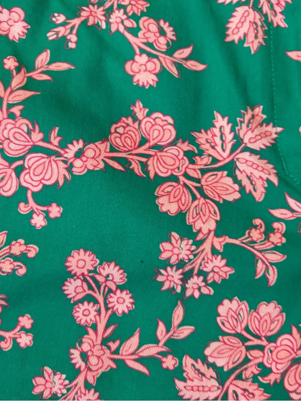 J. Crew Green Shorts with Pink Floral Print Size 8 New